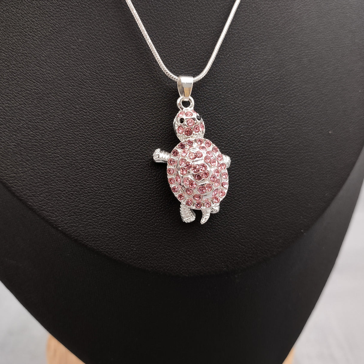 Purple Sea Turtle Necklace Silver Rhinestone Pendant (approx. 16+ inches AROUND) Plum Colored Sea Turtle Jewelry gift for ocean life lovers!