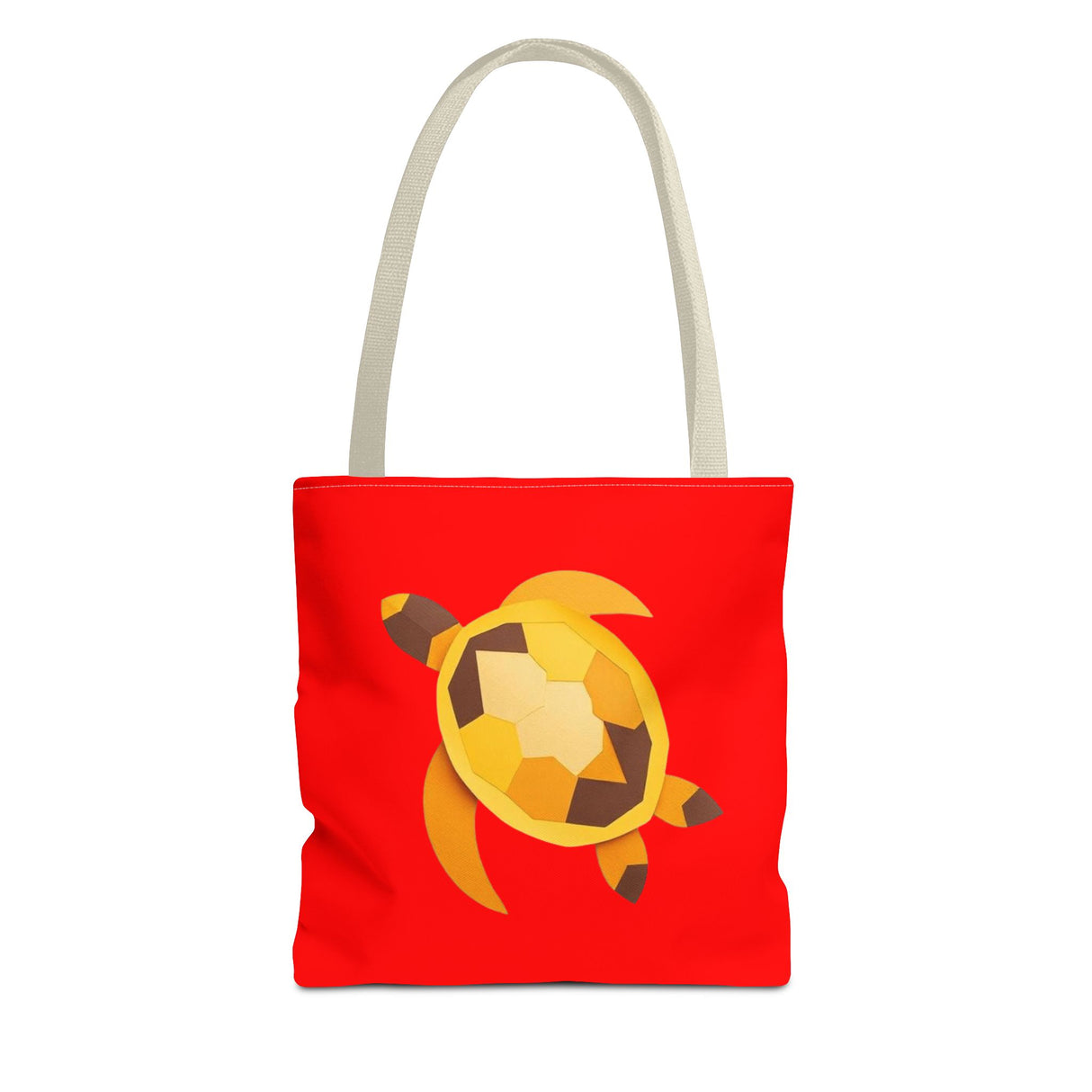 Red and Gold Collage Print Sea Turtle Tote Bag - 3 sizes