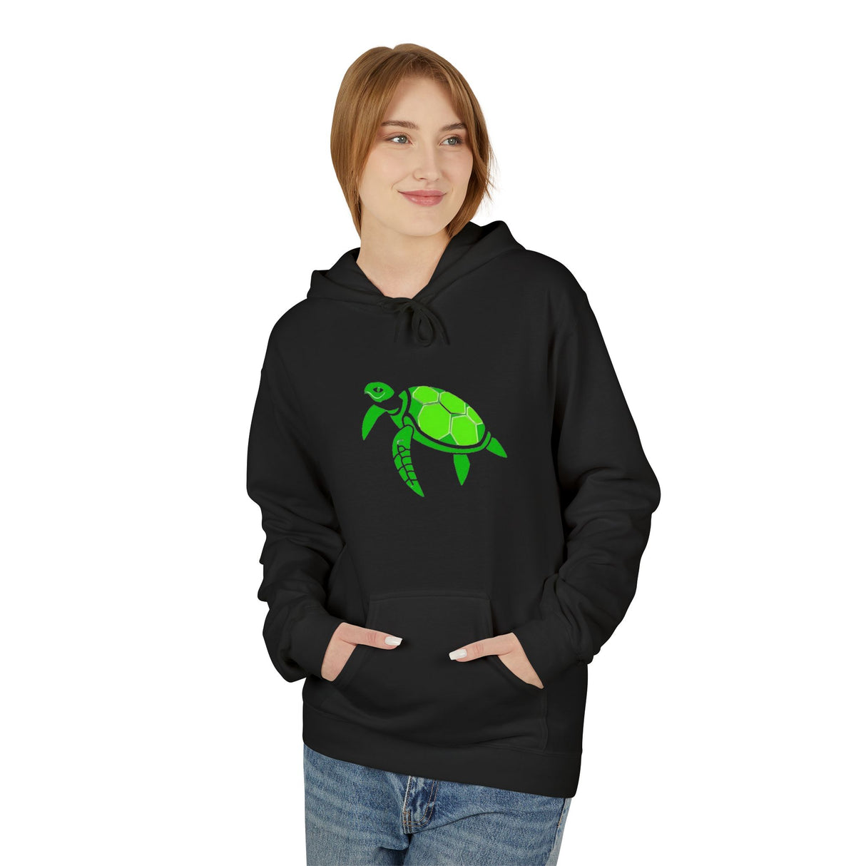 Bright Green Color Block Sea Turtle Hoodie - Comfy Sweatshirt - 4 Colors