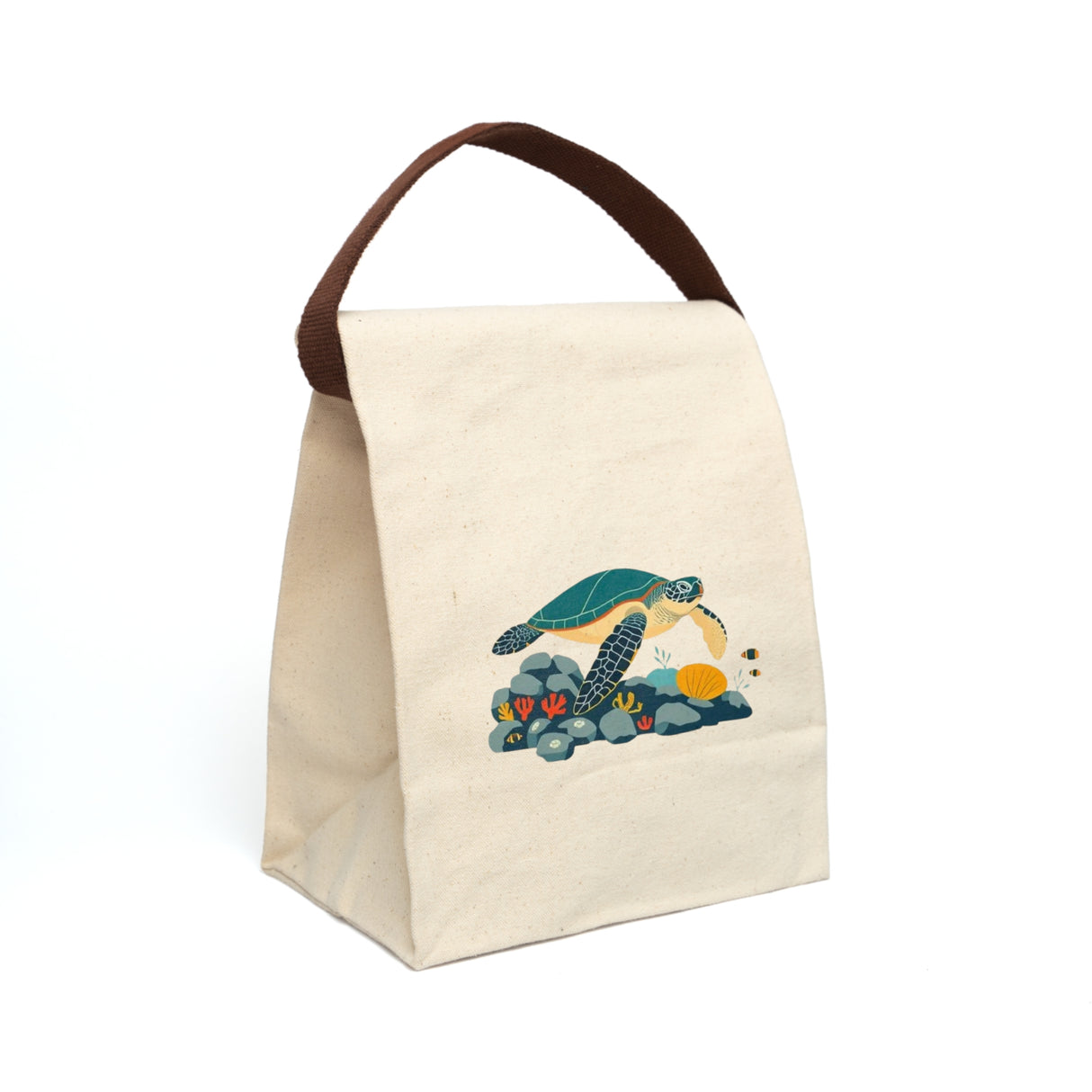 Colorful Sea Turtle Lunch Bag - Reusable Canvas Lunch Bag