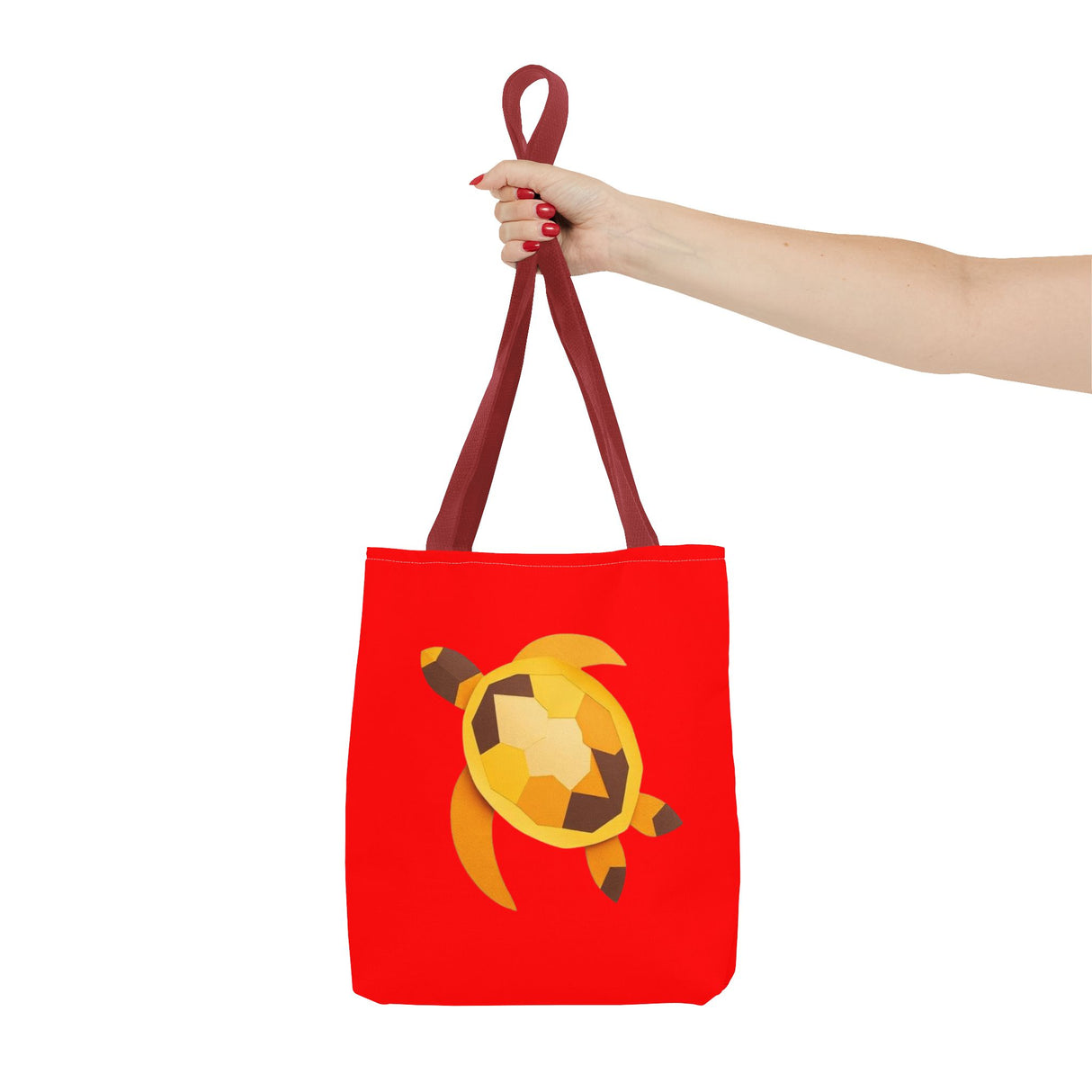 Red and Gold Collage Print Sea Turtle Tote Bag - 3 sizes