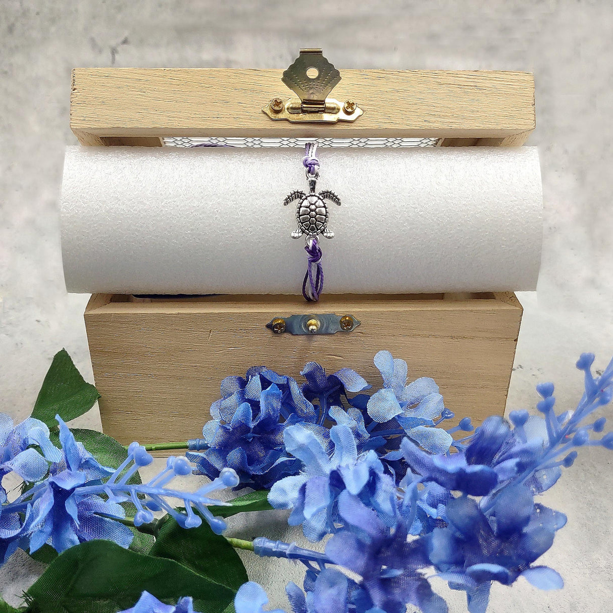 Sea Turtle Charm Bracelet Lavender Purple White Cord (approx. 5-7+ inches AROUND) Purple Sea Turtle String Bracelet Jewelry for gifting!