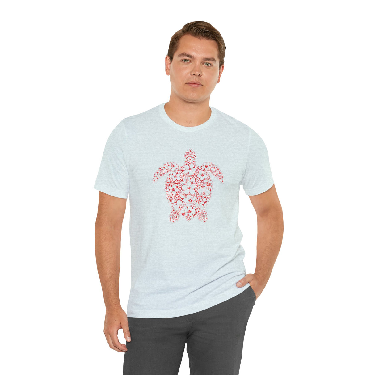 Red Tropical Flower Sea Turtle Graphic Tee - 5 Colors