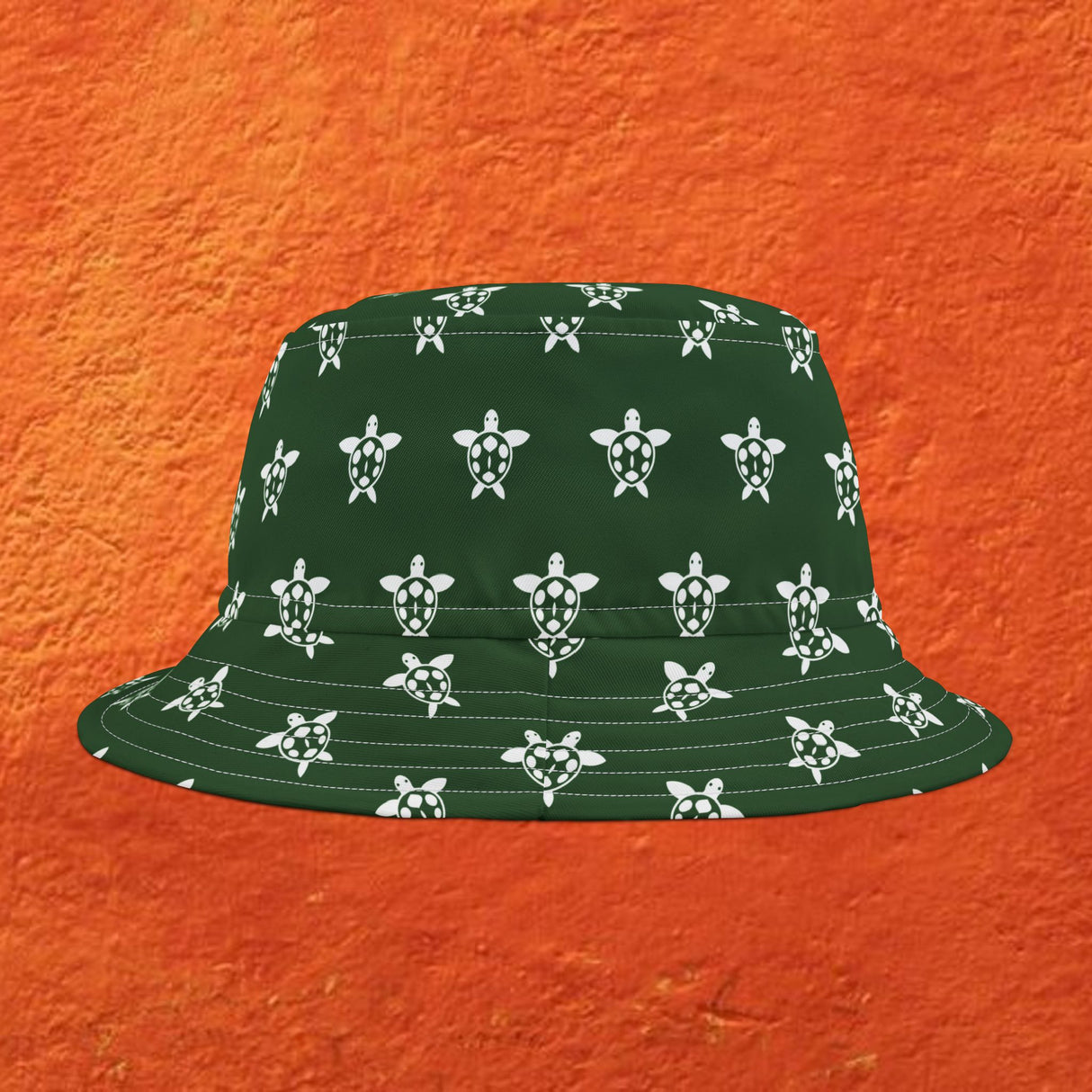 Green and White Print Sea Turtle Pattern Bucket Hats - Large Sizes Available