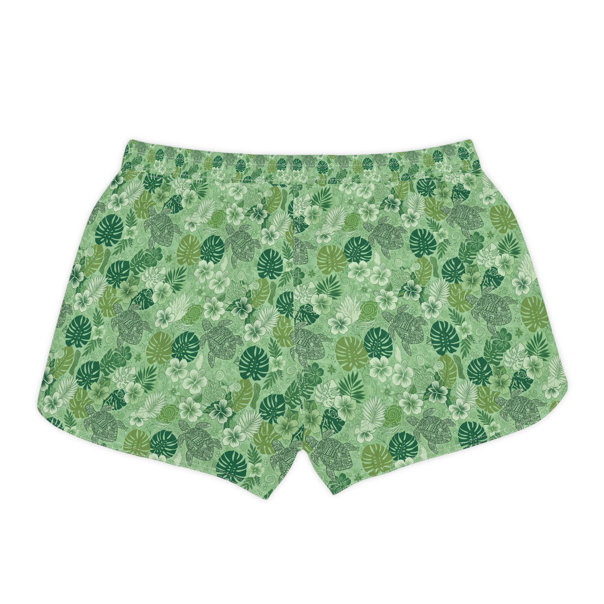 Retro Green Tropical Sea Turtle Print Womens Shorts