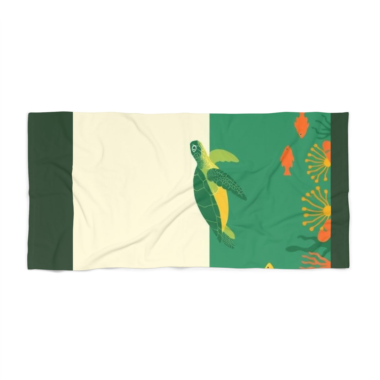 Green Mod Art Sea Turtle Beach Towel