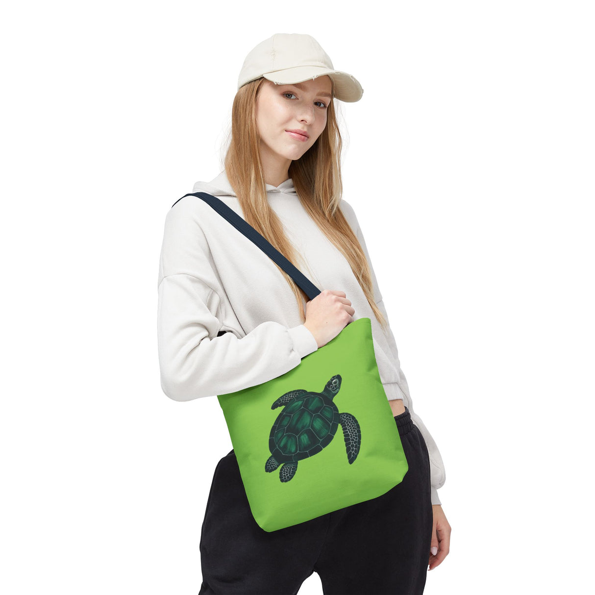 Green Oil Paint Art Sea Turtle Tote Bag - 3 sizes
