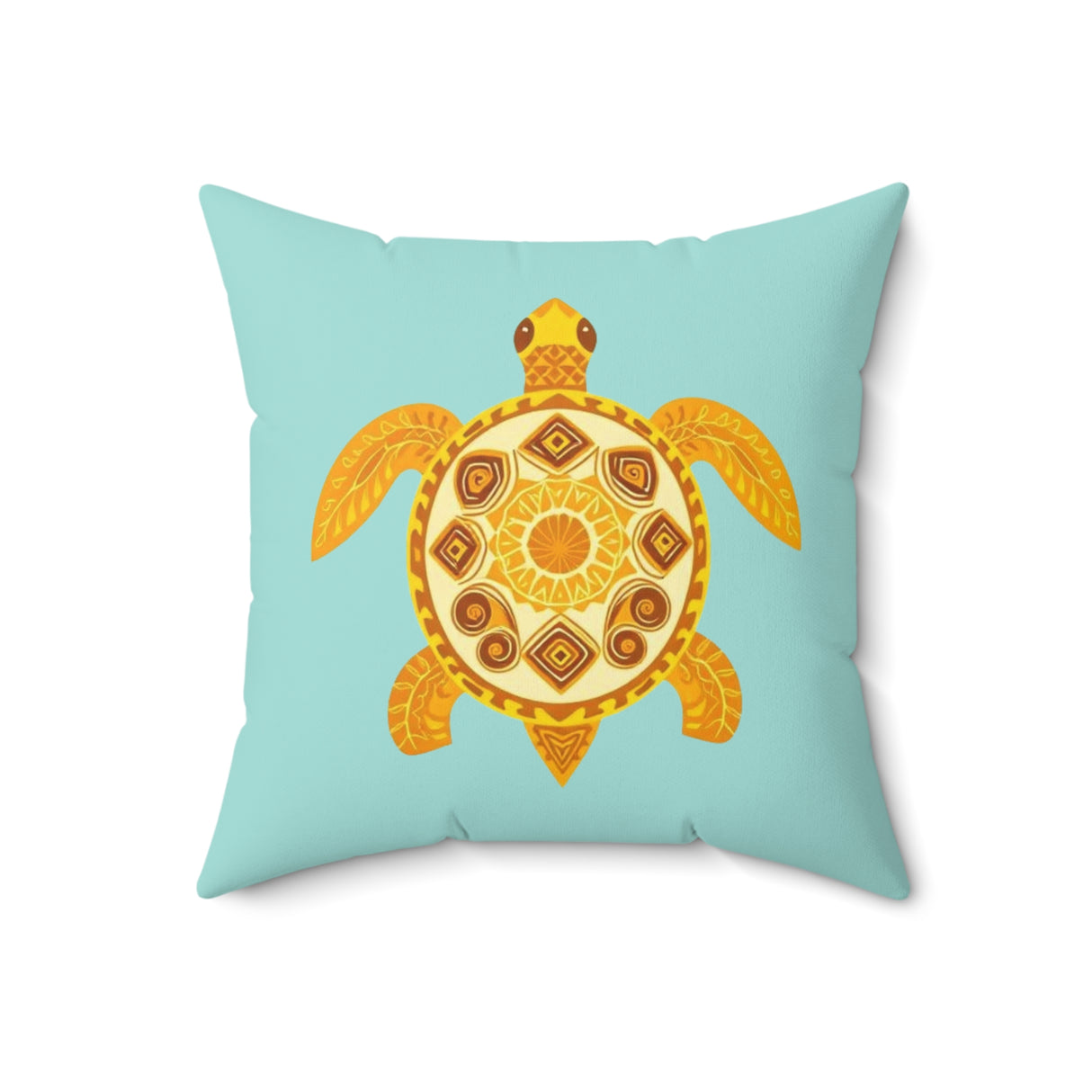 Blue And Yellow Boho Sea Turtle Faux Suede Pillow - 4 sizes