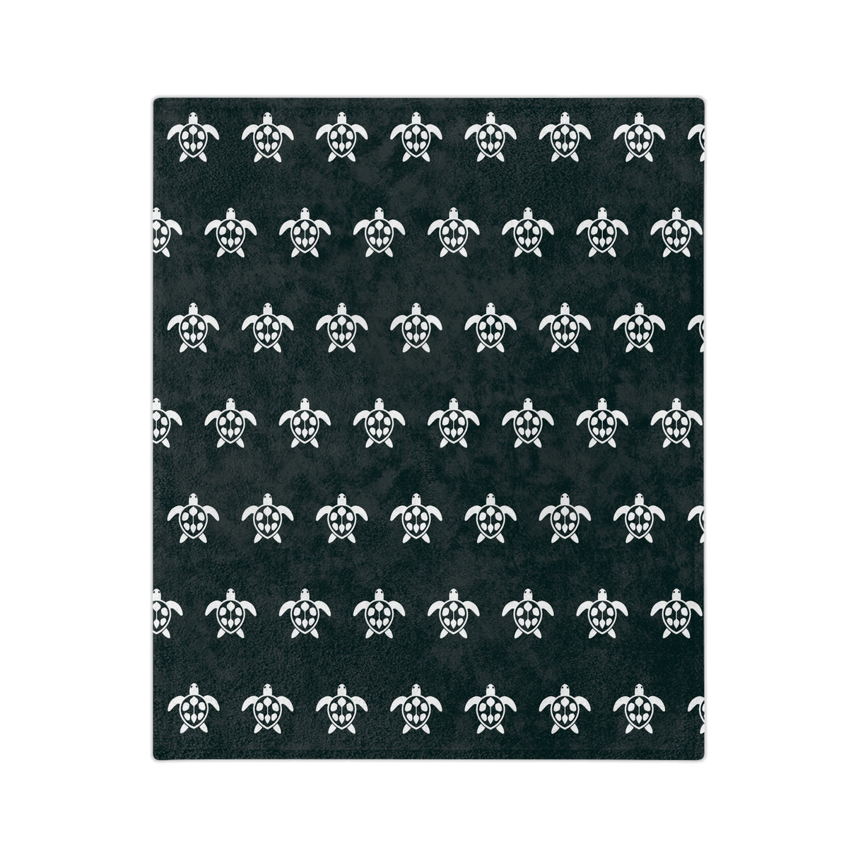 Dark Blue and White Sea Turtle Pattern-Themed Velveteen Microfiber Blanket - 3 Sizes