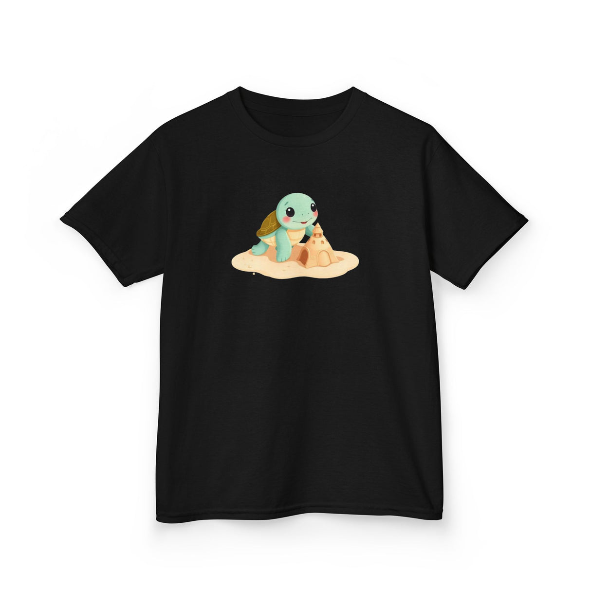 Kids Cute Baby Sea Turtle Sand Castle Cartoon Tee - 8 colors