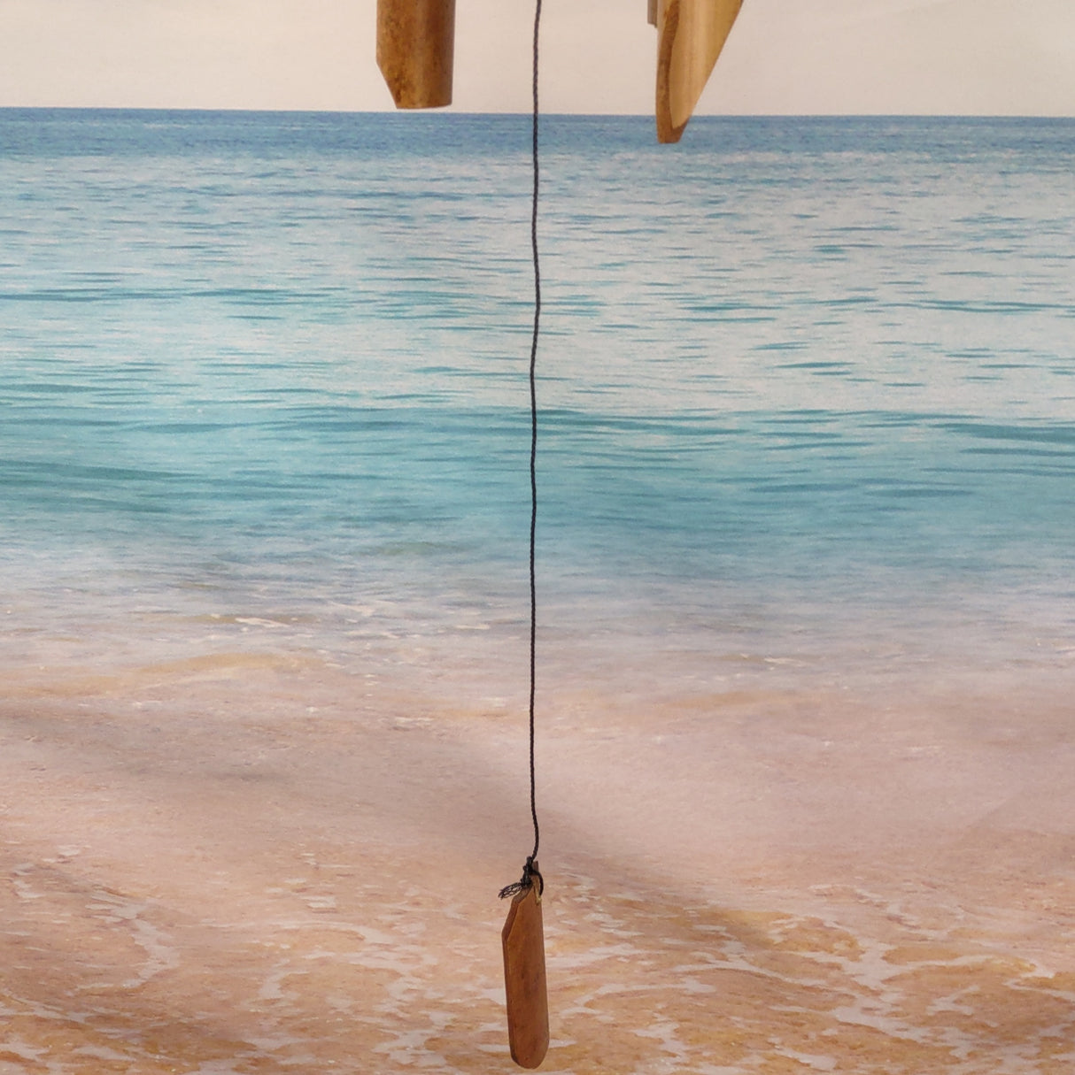 Painted Coconut Sea Turtle Bamboo Windchime Blue Dot (1 chime approx. 30 x 5 inches) Hanging Painted Sea Turtle Chime for patio decor!