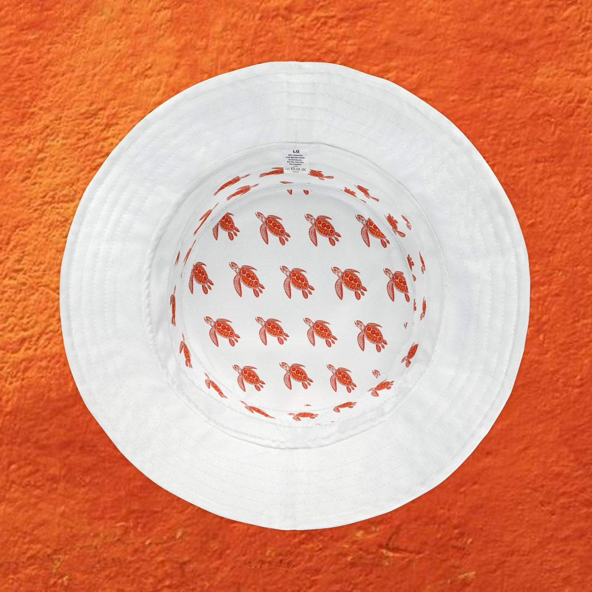 White Red Sea Turtle Pattern Bucket Hats - Large Sizes Available