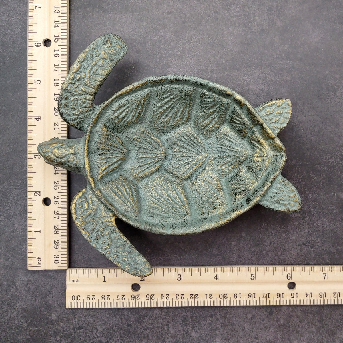 Cast Iron Sea Turtle Green Metal Dish (1 bowl approx. 7+ inches) Green Metal Sea Turtle Dish for jewelry trinkets & home décor!