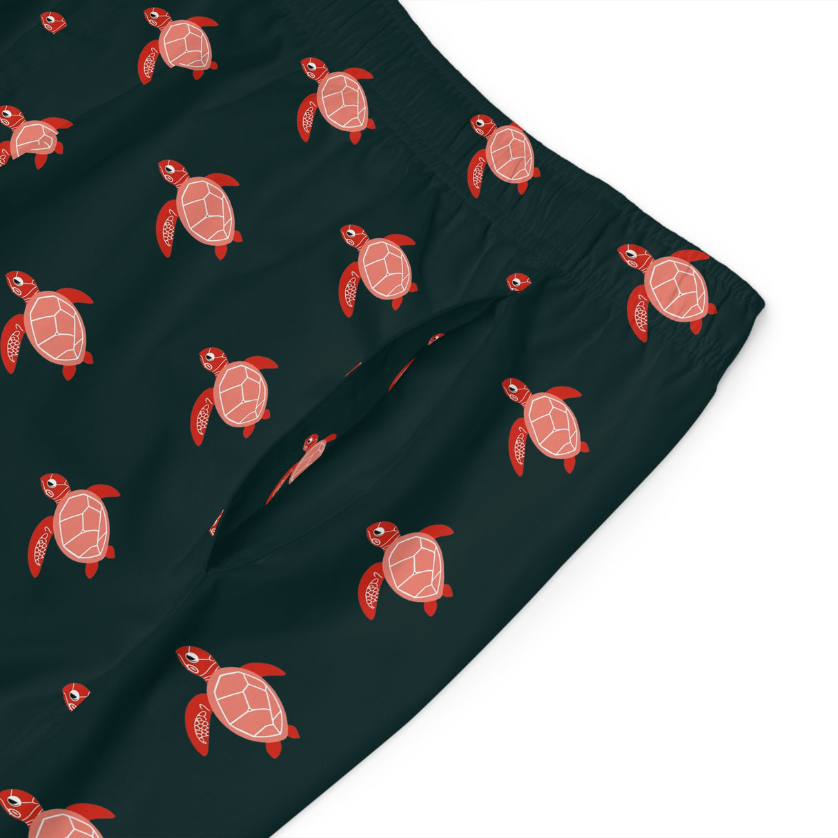 Dark Blue Sea Turtle Print Men's Board Shorts