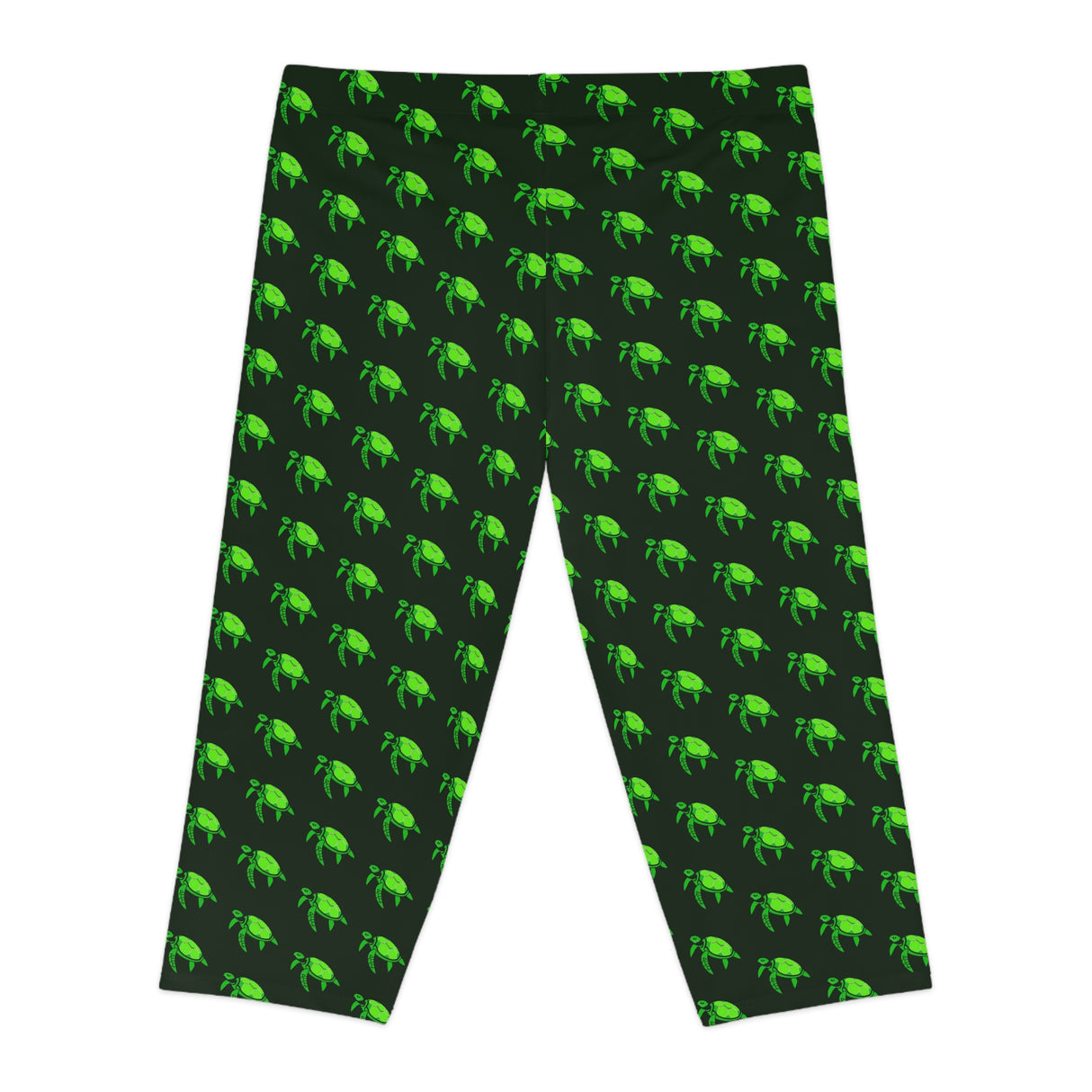 Dark Green Sea Turtle Capri Leggings