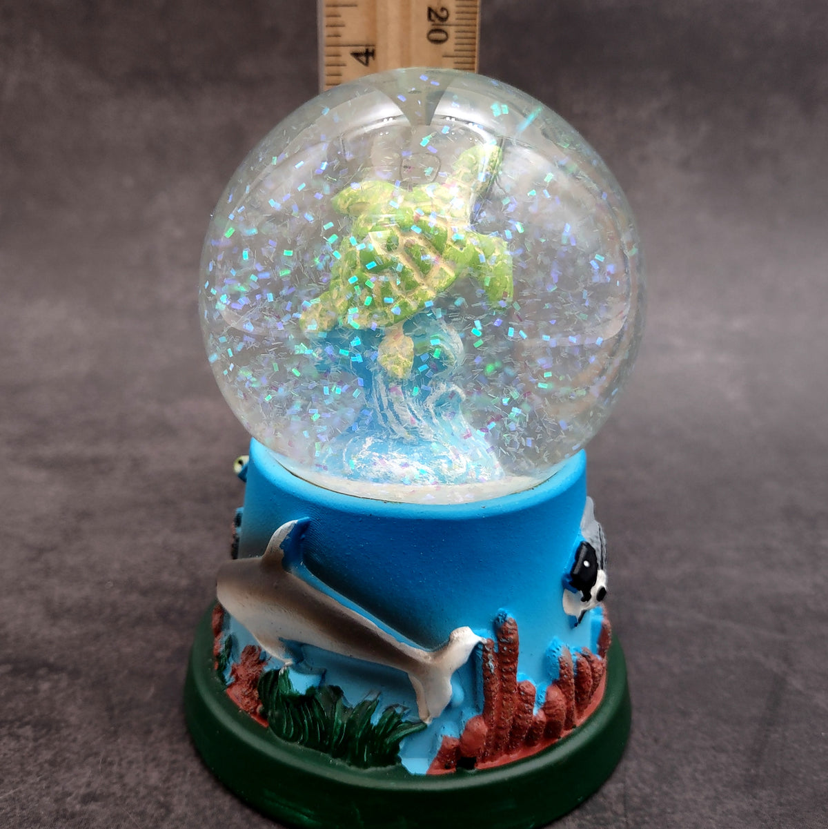 Green Sea Turtle Seasonal Holiday Water Globe (1 globe approx. 4+ inches tall) Charming Brown Sea Turtle Wave Globe for coastal display!