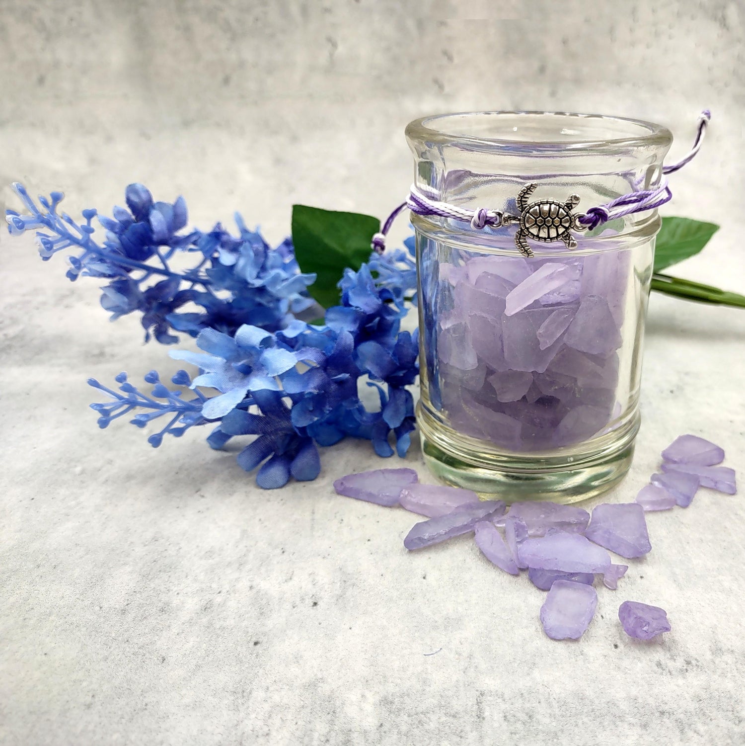 Sea Turtle Charm Bracelet Lavender Purple White Cord (approx. 5-7+ inches AROUND) Purple Sea Turtle String Bracelet Jewelry for gifting!