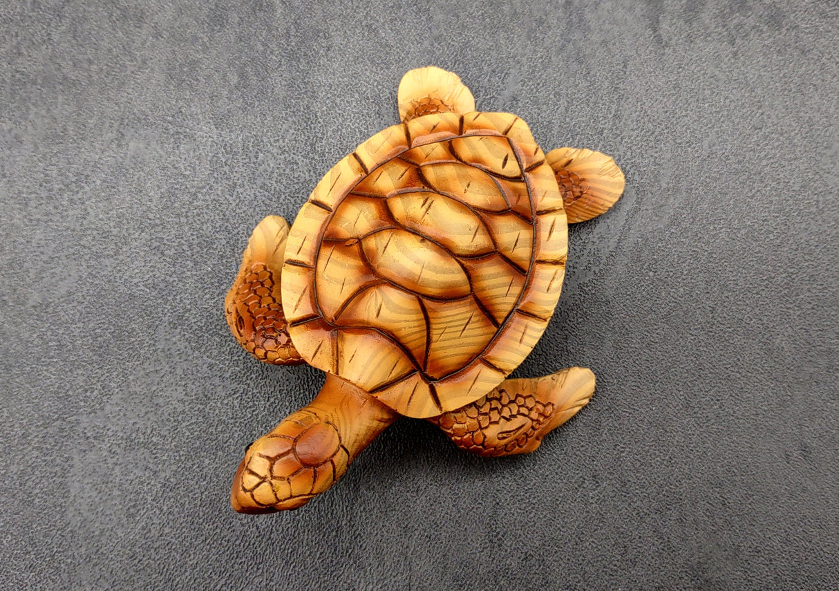 Sea Turtle Figurine Brown Wood Style (1 turtle approx. 3+ inch long) Resin sea turtle figurine for coastal beach home display & decoration!