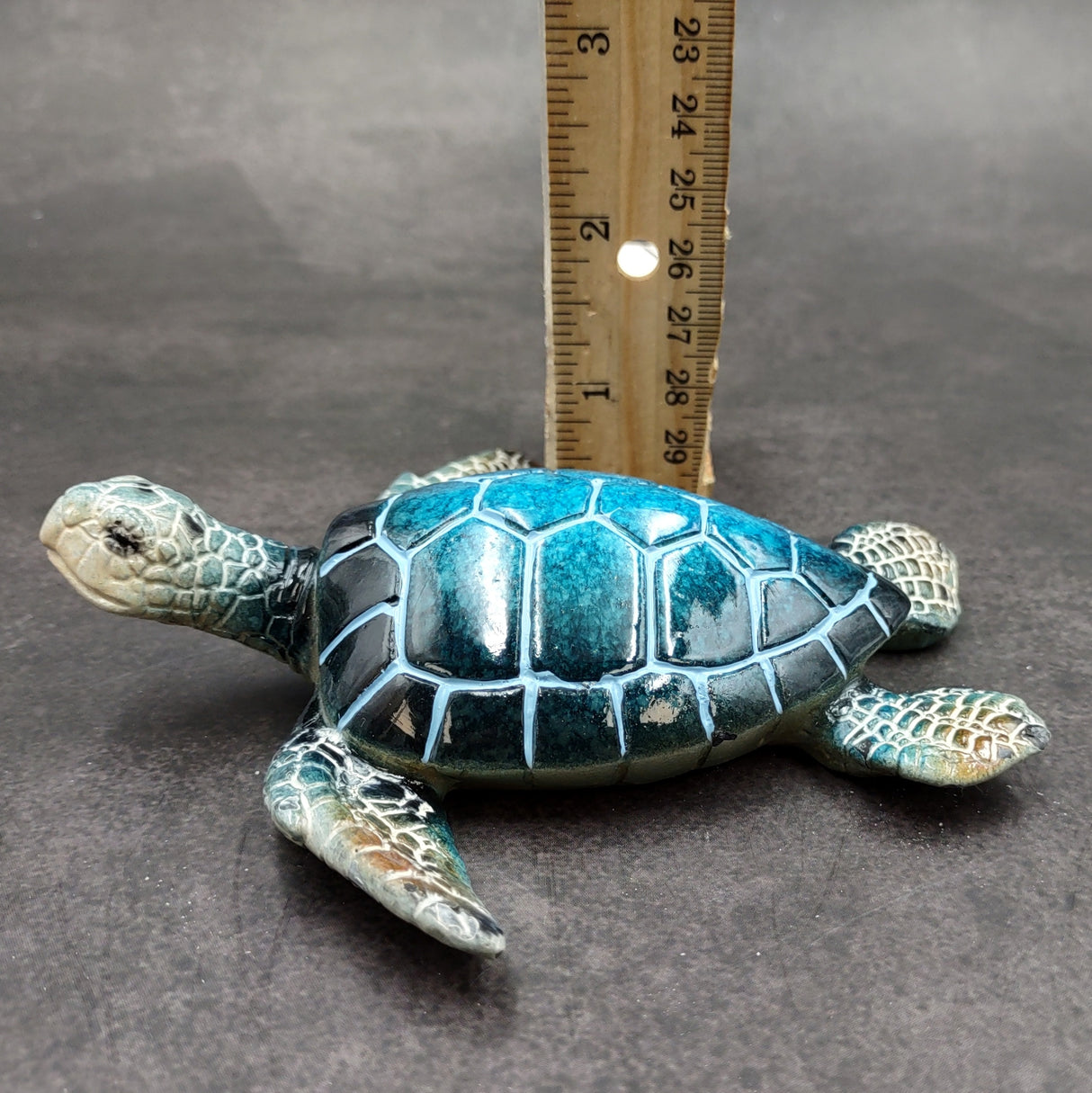 Blue Sea Turtle Figurine Painted Resin (1 turtle approx. 5+ inches long) Blue Painted Resin Sea Turtle Figure for coastal home decor!