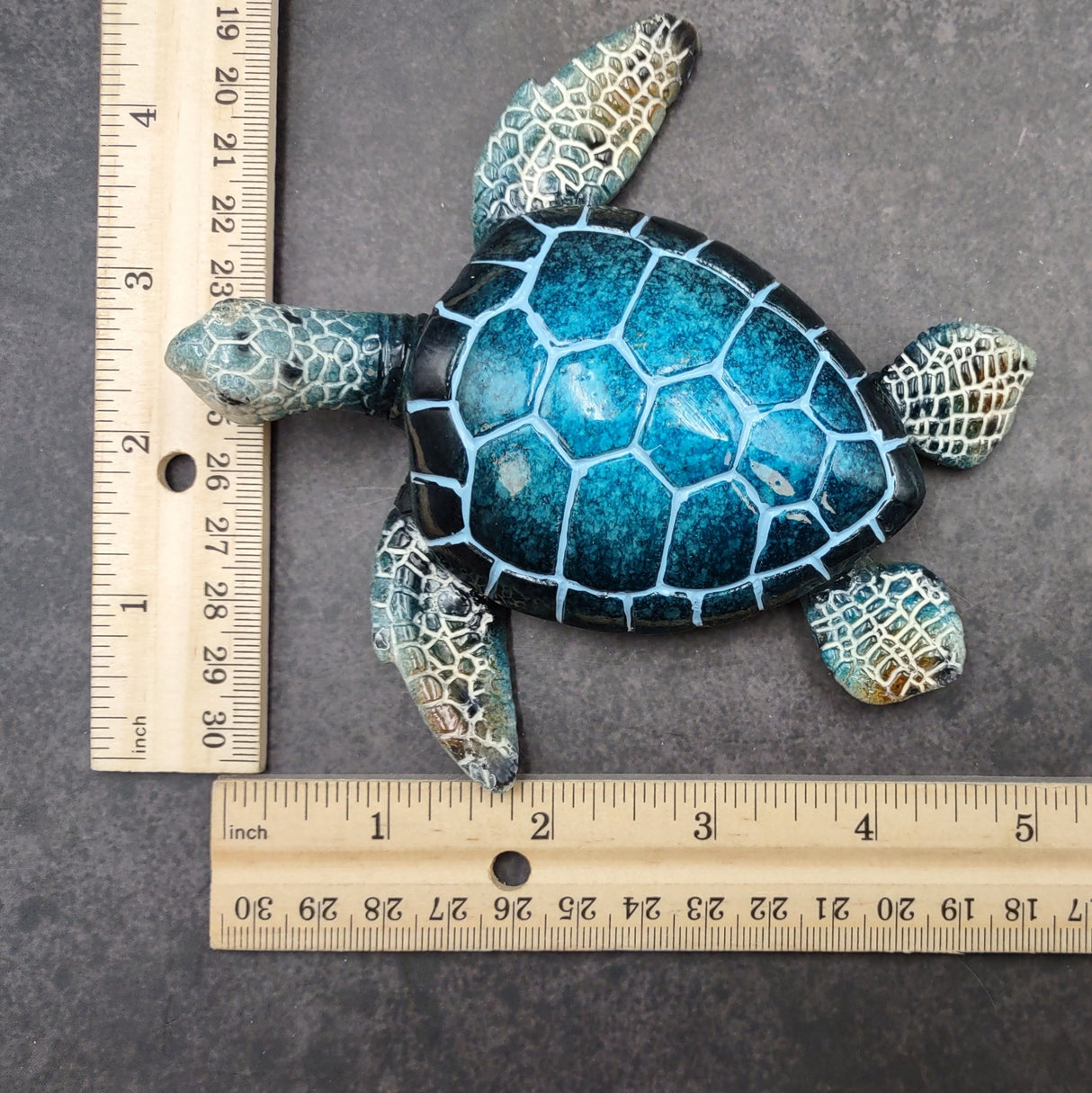 Blue Sea Turtle Figurine Painted Resin (1 turtle approx. 5+ inches long) Blue Painted Resin Sea Turtle Figure for coastal home decor!