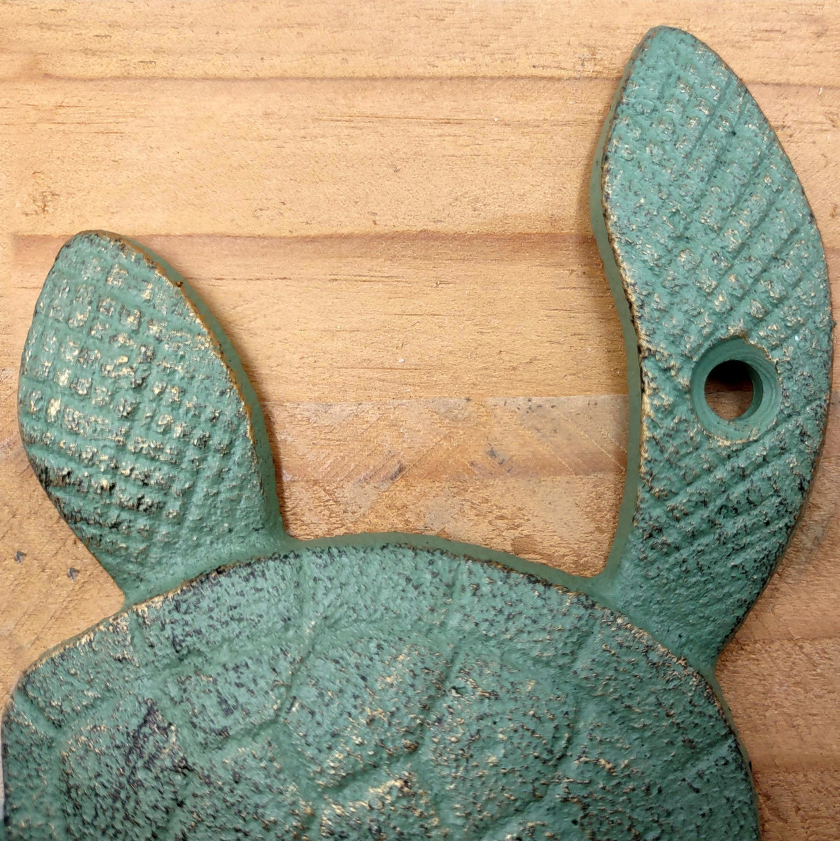 Cast Iron Green Patina Sea Turtle Wall Hook (1 cast iron hook approx. 6+ inches) Verdigris Sea Turtle Wall Hanger for coastal home decor!