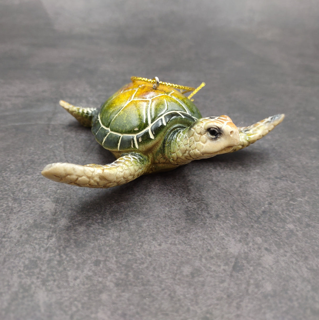 Green Resin Sea Turtle Christmas Ornament (1 turtle approx. 4+ inches) Green Resin Sea Turtle Figure for holiday decor & celebrations!