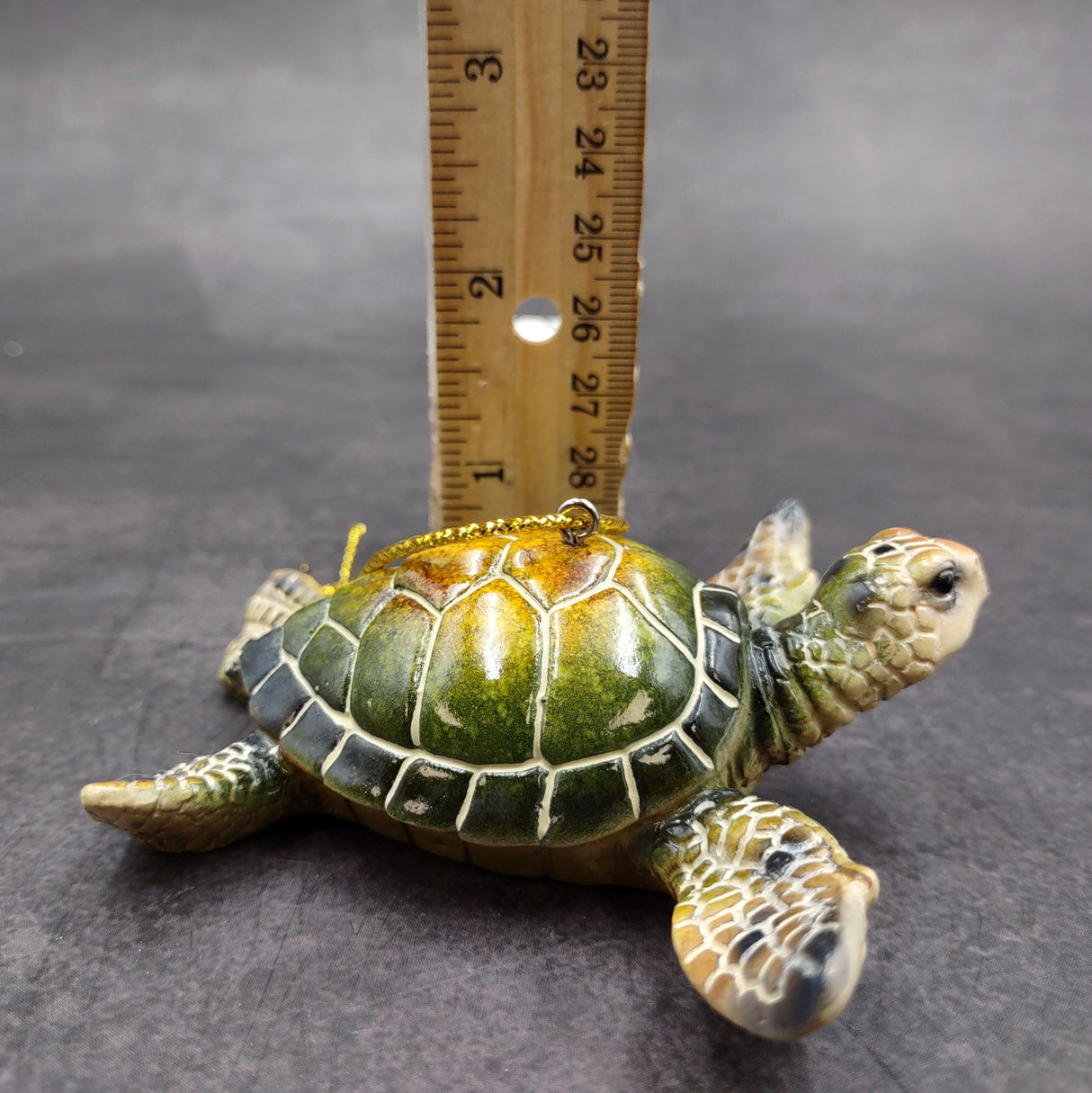 Green Resin Sea Turtle Christmas Ornament (1 turtle approx. 4+ inches) Green Resin Sea Turtle Figure for holiday decor & celebrations!