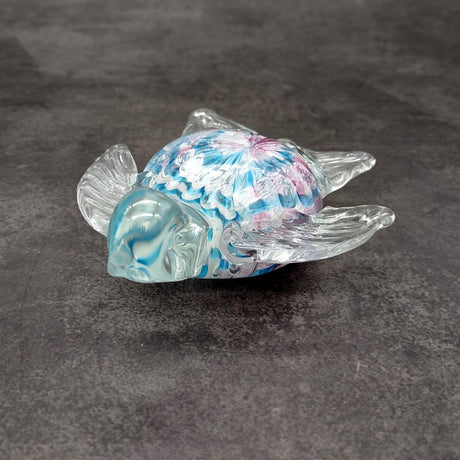 Pink Blue Sea Turtle Glass Figurine Swirl (1 turtle approx. 4+ inches long) Colorful Pink Blue Glass Sea Turtle for gifts & coastal décor!