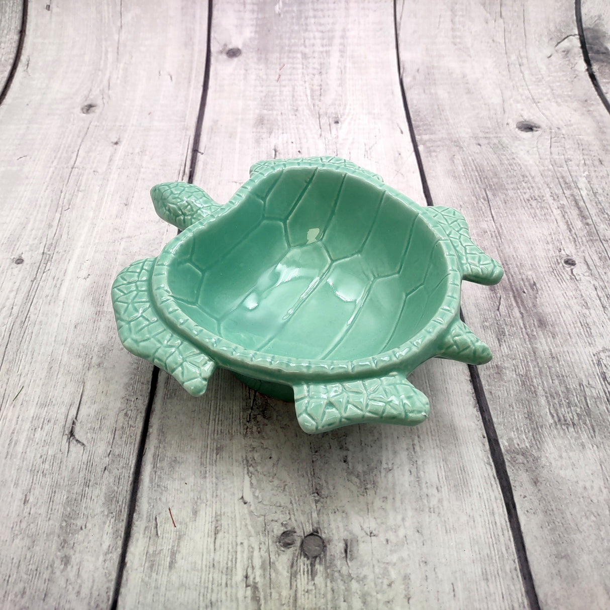 Sea Turtle Pastel Green Plate (1 dish approx. 6.75+ inches wide) Green Sea Turtle Ceramic Dish for coastal table charm display & kitchen accent