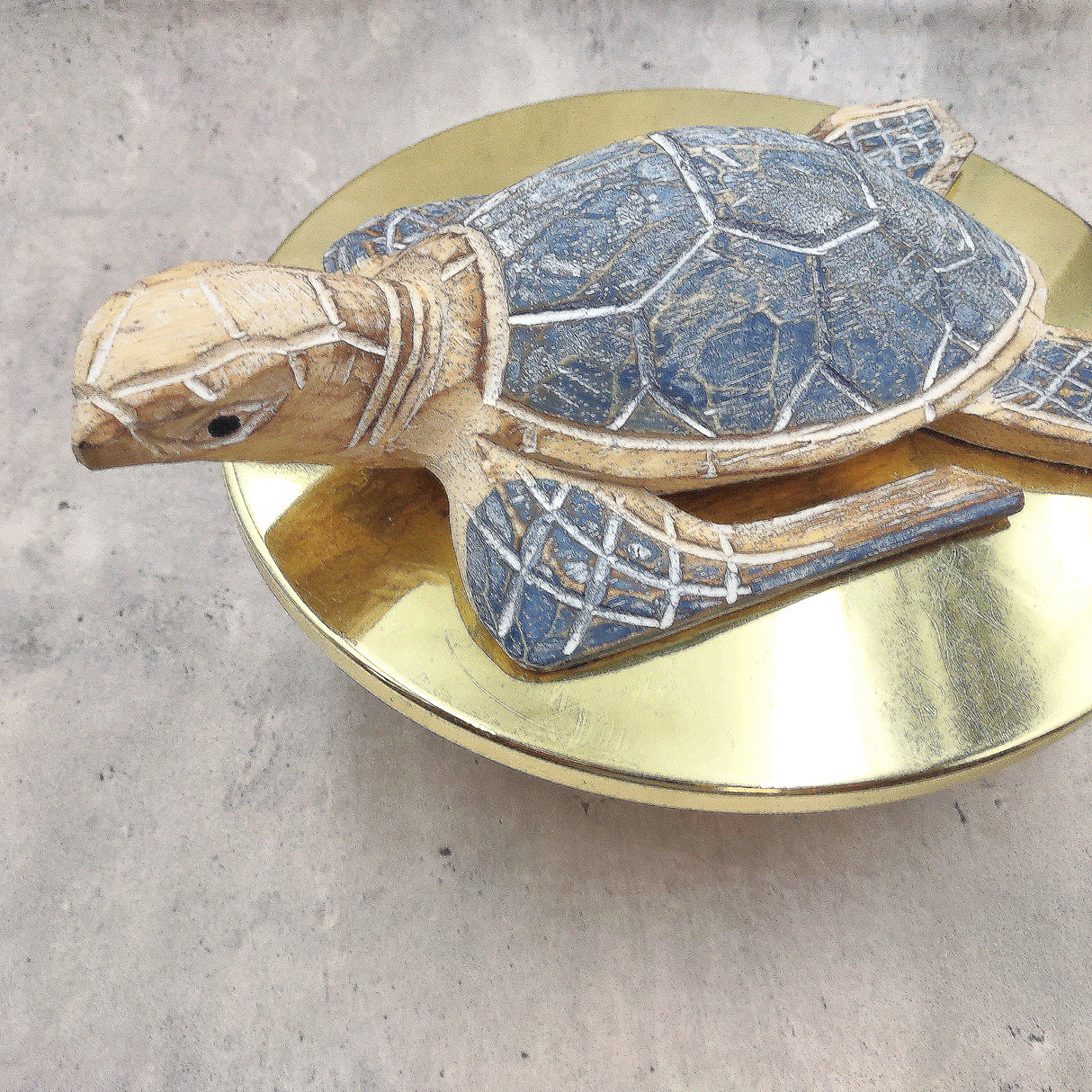 Large Blue Sea Turtle Painted Wood (1 sea turtle approx. 10+ inches) Dark Blue Painted Wooden Sea Turtle Figure for home décor & display!