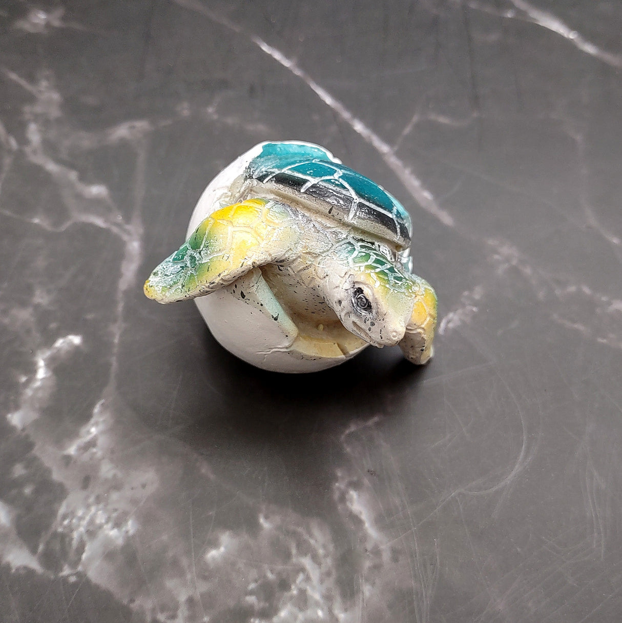 Sea Turtle Egg Hatchling Aqua Blue Shell (1 sea turtle approx. 2+ inches) Blue Painted Resin Baby Sea Turtle Egg for coastal home décor!