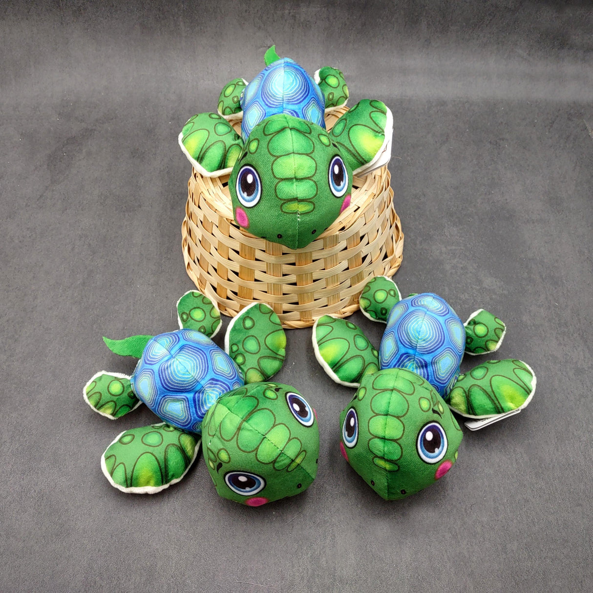 Cute Baby Sea Turtle Plush Animal (1 stuffed animal approx. 7+ inches long) Green Sea Turtle Plush Toy ideal gift for kids and adults!