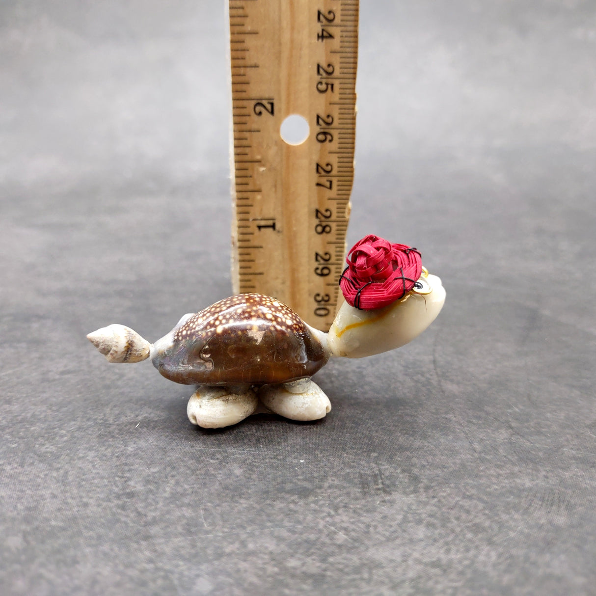 Cowrie Shell Sea Turtle Figurines Red Hat (3 figures approx. 2+ inches) Cute Cowrie Seashell Sea Turtles for gifts decor & display!