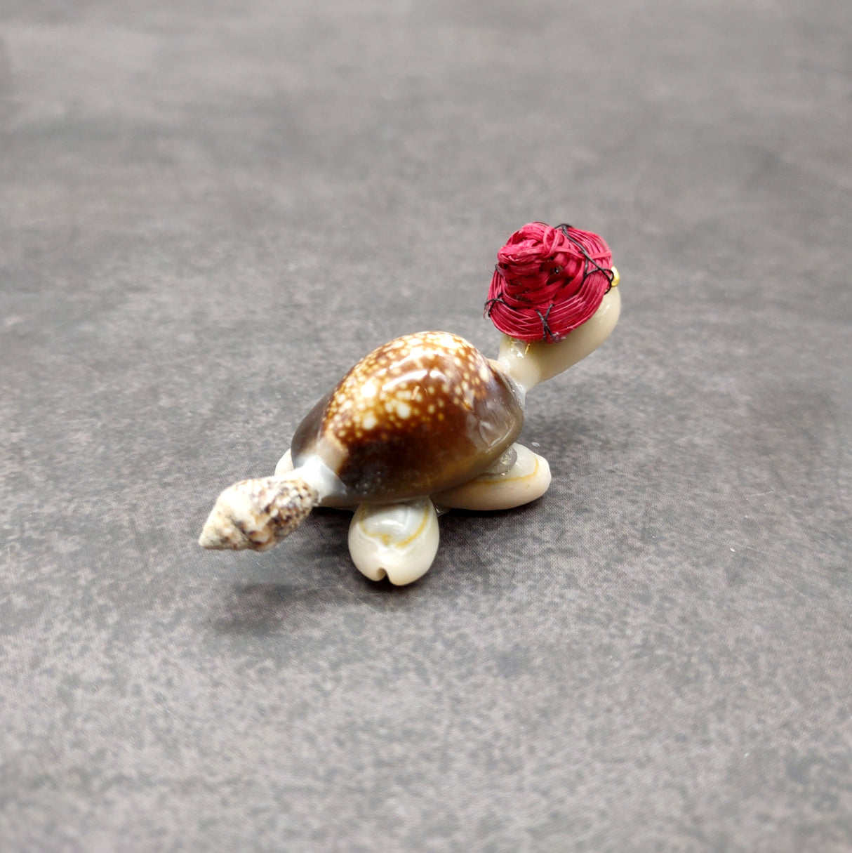 Cowrie Shell Sea Turtle Figurines Red Hat (3 figures approx. 2+ inches) Cute Cowrie Seashell Sea Turtles for gifts decor & display!