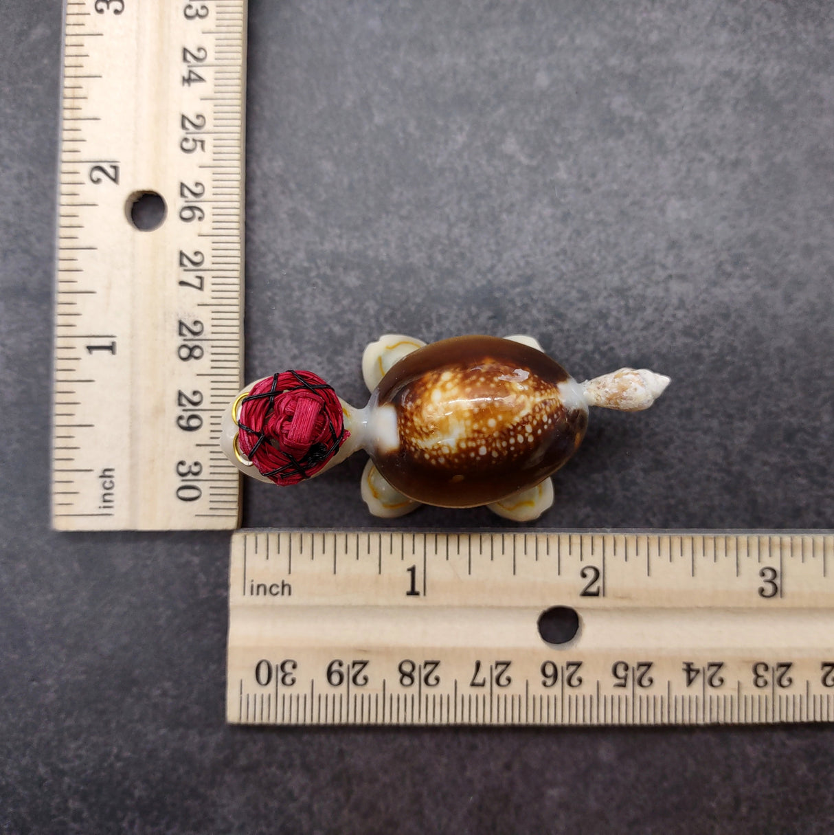 Cowrie Shell Sea Turtle Figurines Red Hat (3 figures approx. 2+ inches) Cute Cowrie Seashell Sea Turtles for gifts decor & display!