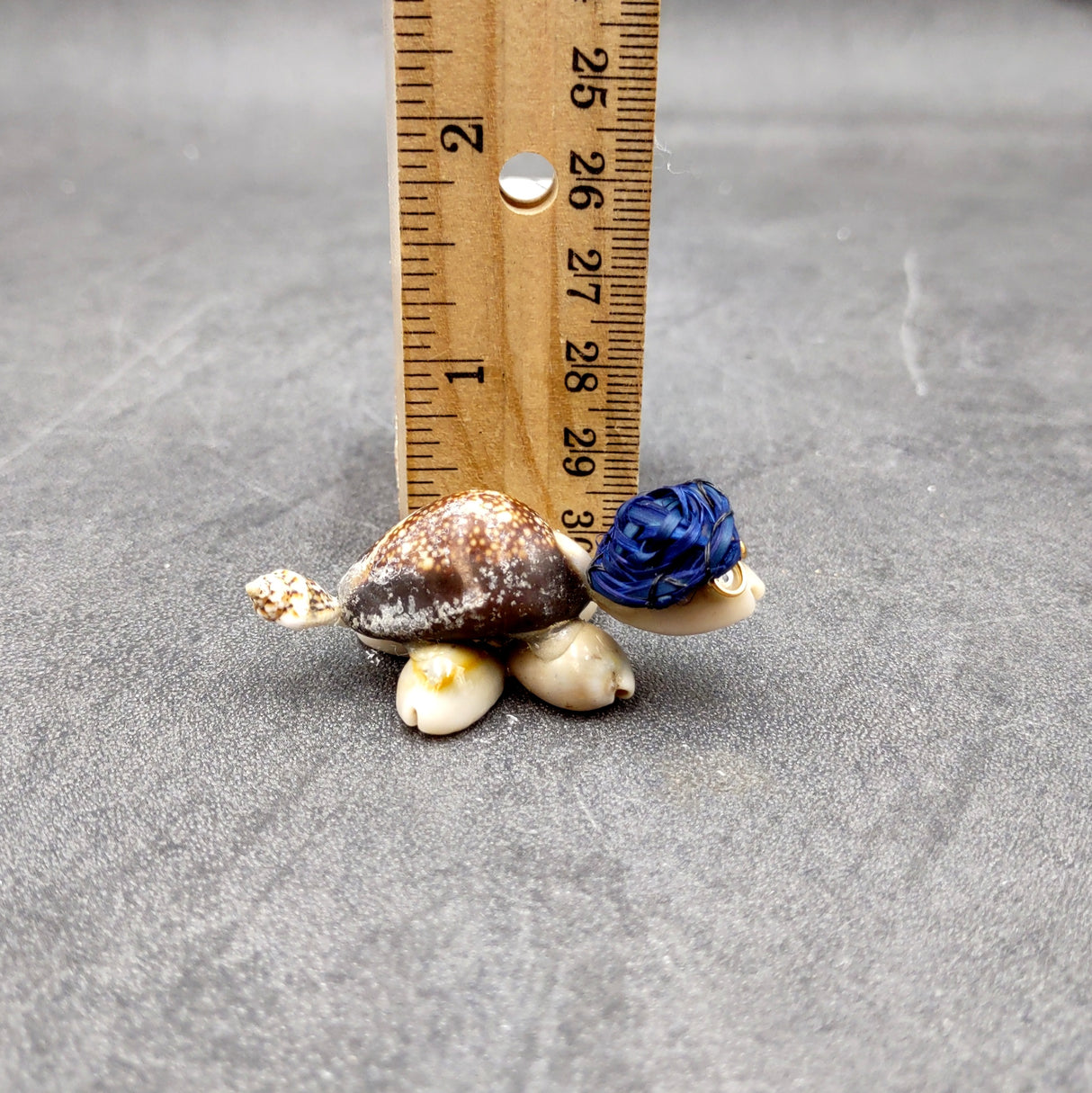 Cowrie Shell Sea Turtle Figurines Dark Blue Hat (3 figures approx. 2+ inches) Cute Cowrie Seashell Sea Turtles for gifts decor & display!