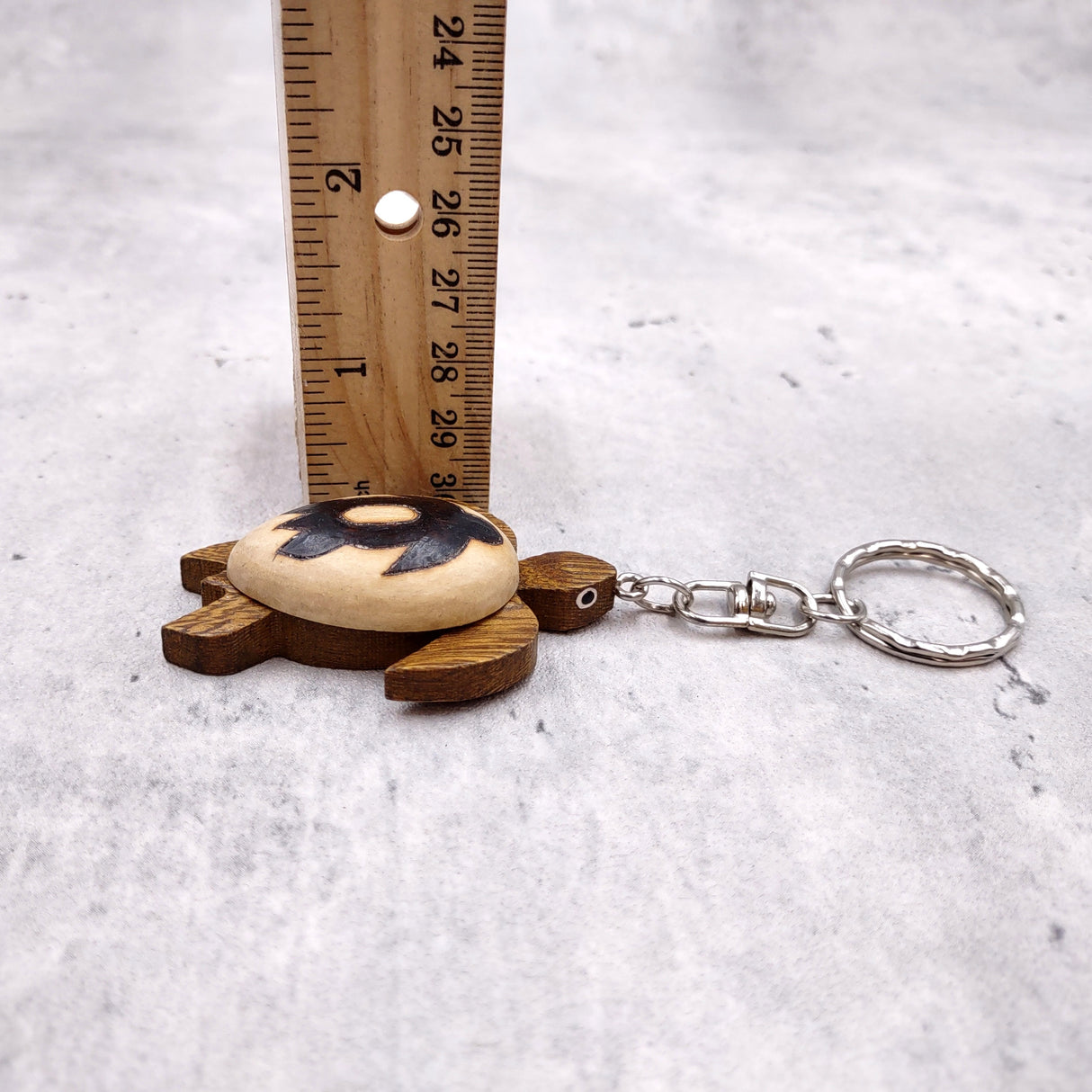 Stylized Woodburned Sea Turtle Keychain (1 keychain approx. 4+ inches) Burnt Wooden Sea Turtle Key Fob for gifting or decorative charm!
