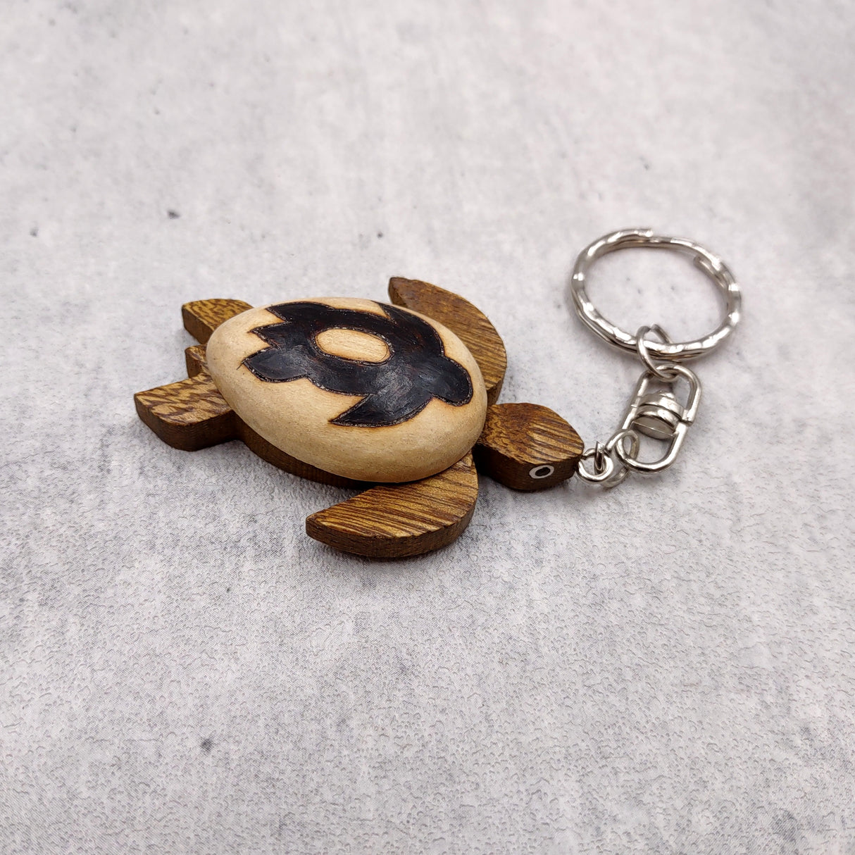 Stylized Woodburned Sea Turtle Keychain (1 keychain approx. 4+ inches) Burnt Wooden Sea Turtle Key Fob for gifting or decorative charm!