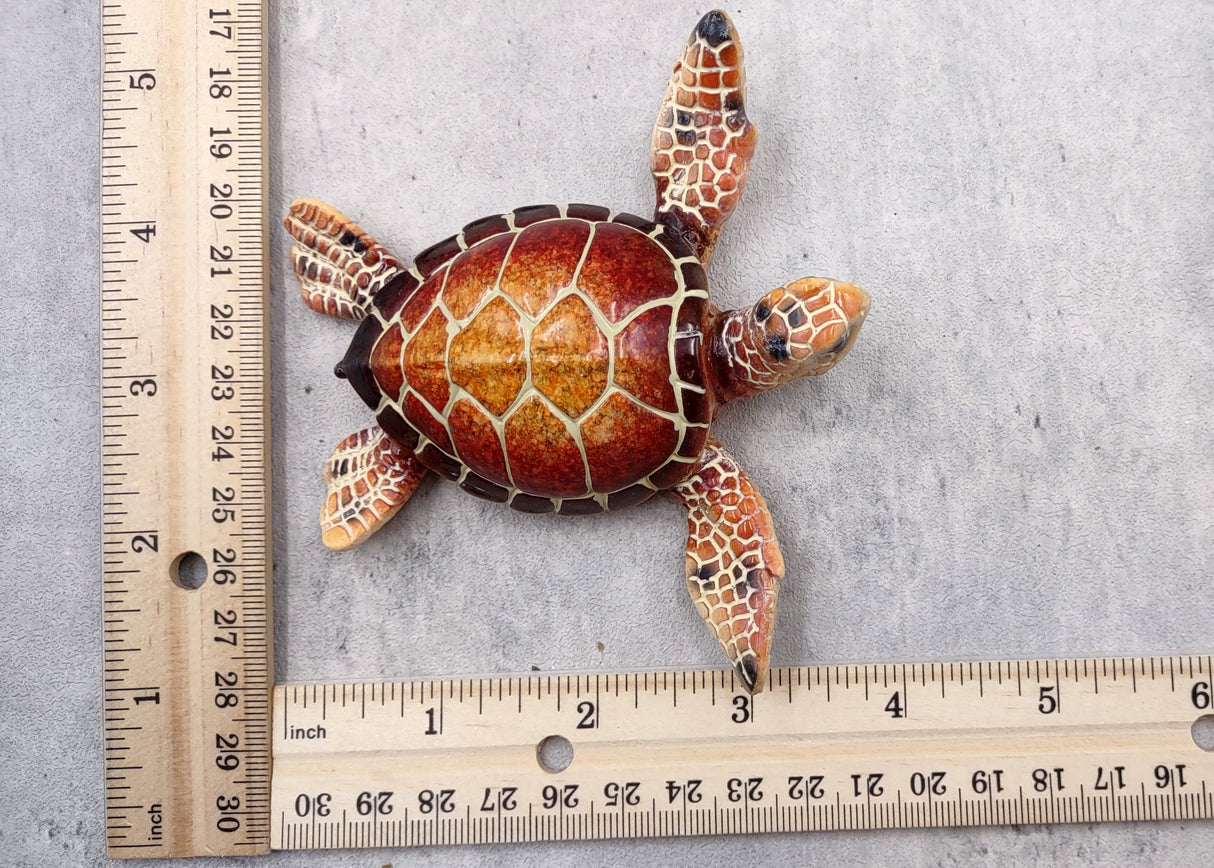 Brown Sea Turtle Figurine Painted Resin (1 turtle approx. 4 inches long) Brown Painted Resin Sea Turtle Figure for coastal home décor!