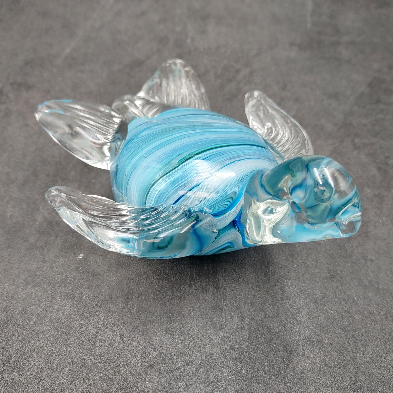 Aqua Blue Swirl Glass Sea Turtle Figurine (1 figure approx. 4.5 inches long) Aqua Blue Glass Sea Turtle for coastal home decor & collecting!