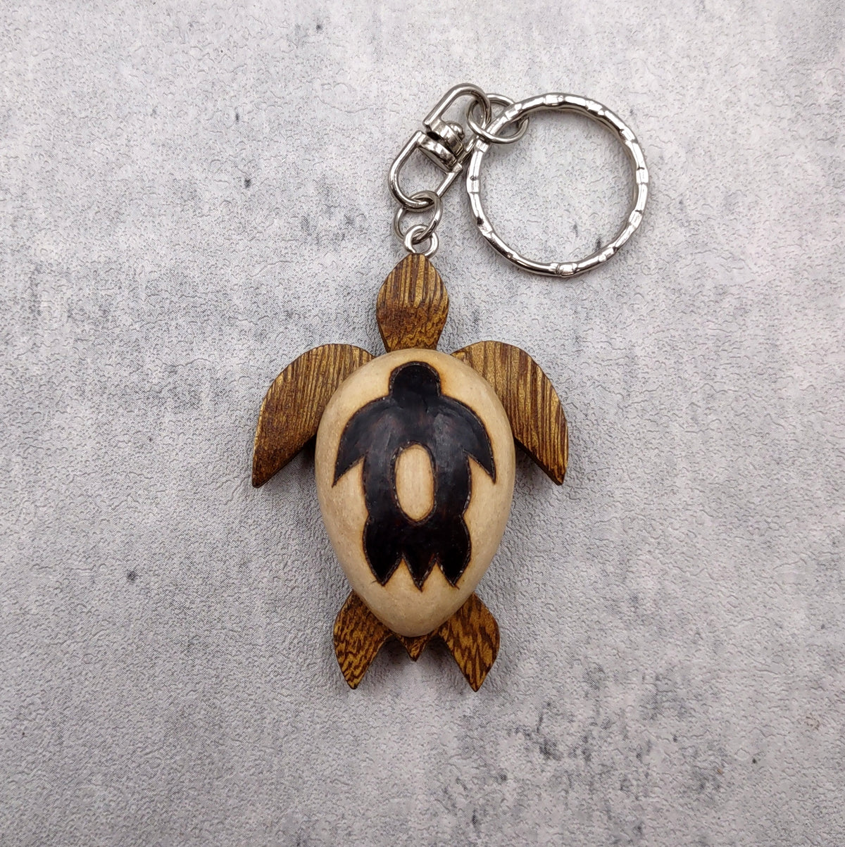 Stylized Woodburned Sea Turtle Keychain (1 keychain approx. 4+ inches) Burnt Wooden Sea Turtle Key Fob for gifting or decorative charm!