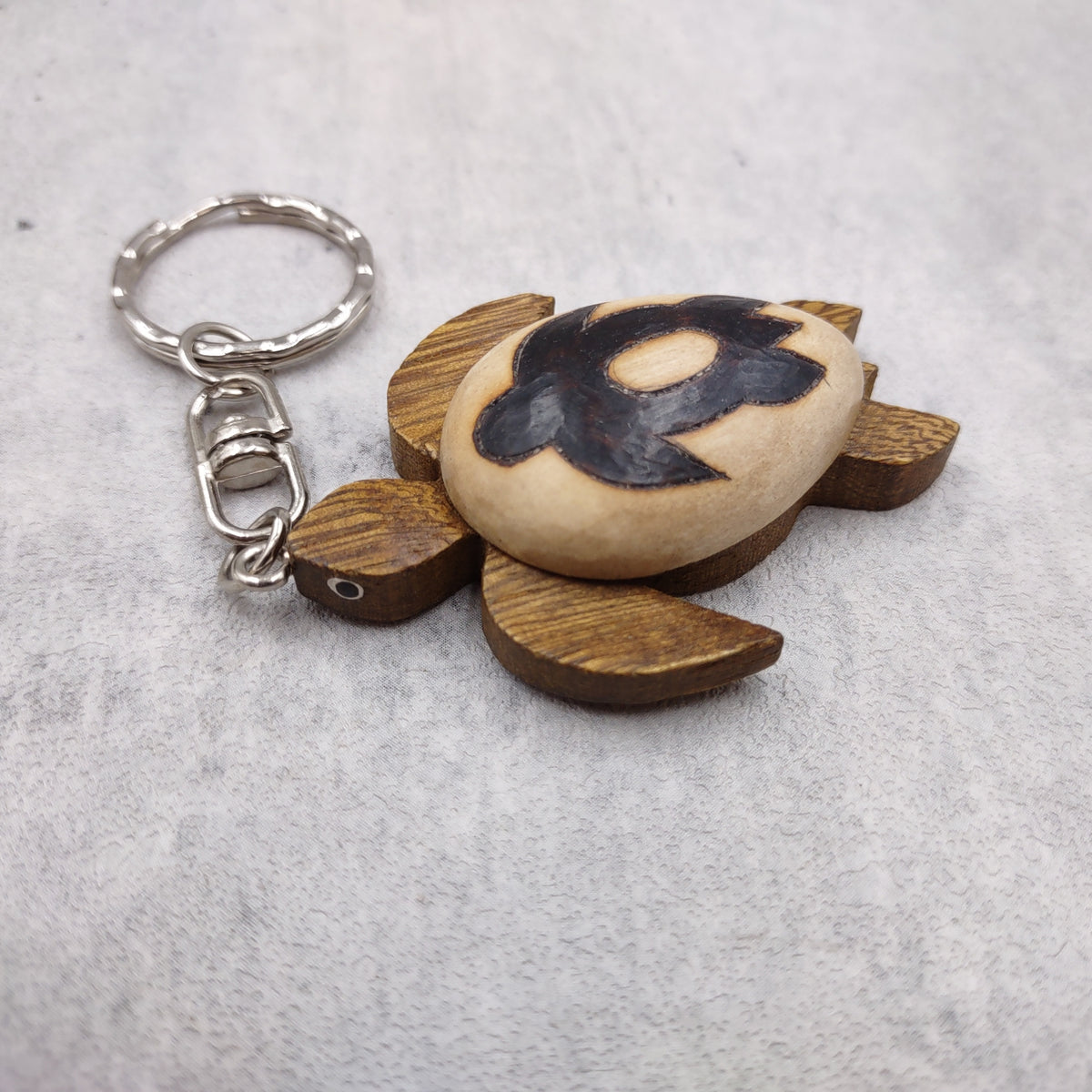 Stylized Woodburned Sea Turtle Keychain (1 keychain approx. 4+ inches) Burnt Wooden Sea Turtle Key Fob for gifting or decorative charm!