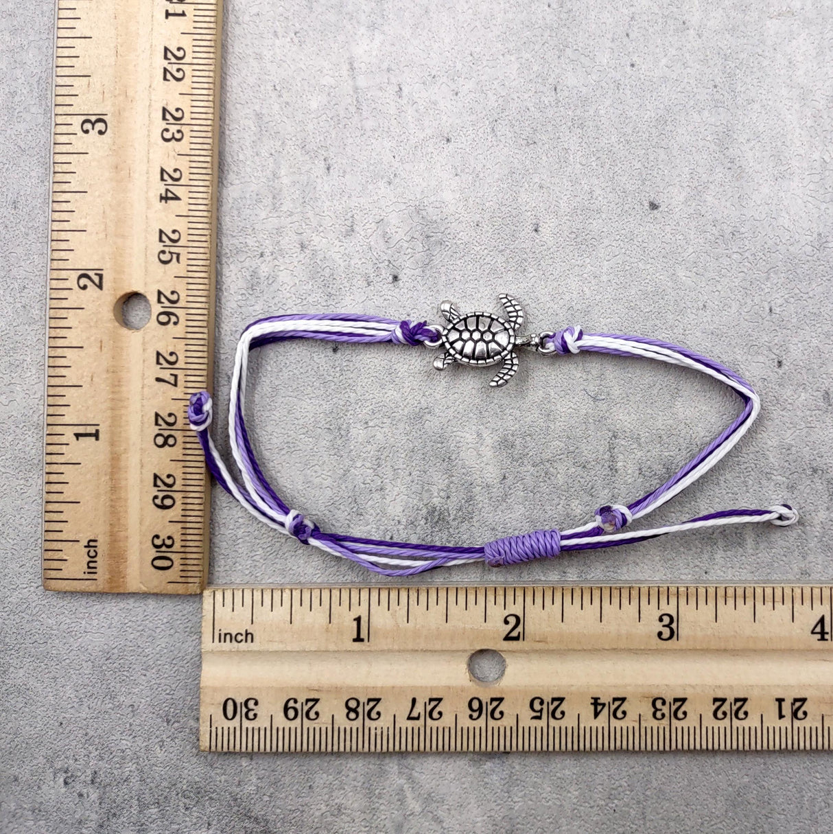 Sea Turtle Charm Bracelet Lavender Purple White Cord (approx. 5-7+ inches AROUND) Purple Sea Turtle String Bracelet Jewelry for gifting!