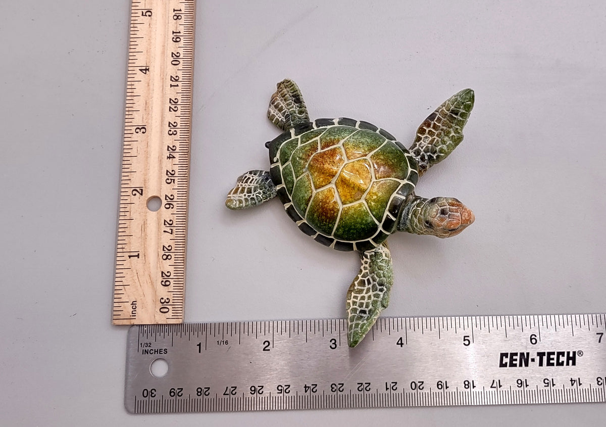 Green Sea Turtle Figurine Painted Resin (1 turtle approx. 4 inches long) Green Painted Resin Sea Turtle Figure for coastal home décor!