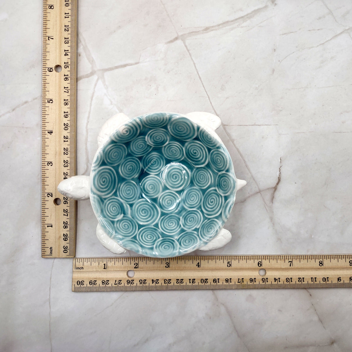 Sea Turtle Light Blue White Bowl (1 dish approx. 5.5+ inches) Blue White Sea Turtle Ceramic Dish for gifting jewelry trinkets & candy!