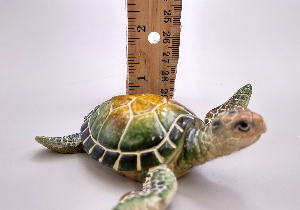 Green Sea Turtle Figurine Painted Resin (1 turtle approx. 4 inches long) Green Painted Resin Sea Turtle Figure for coastal home décor!