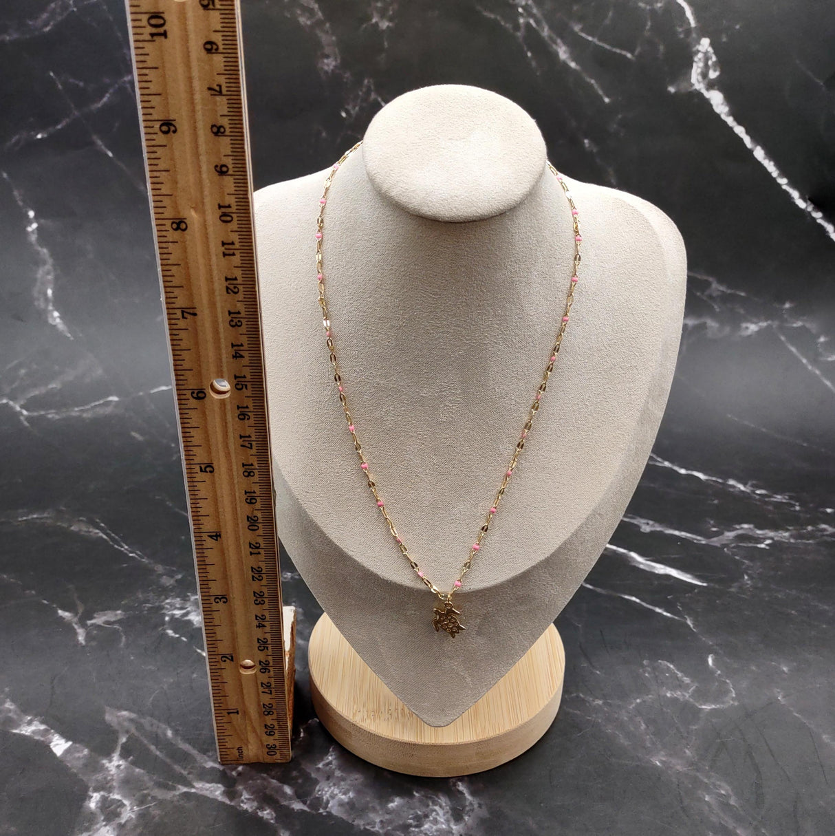 Sea Turtle Necklace Pink Gold Color (1 necklace approx. 16+ inches AROUND) Elegant Gold Tone Pink Sea Turtle charm necklace for gifting!