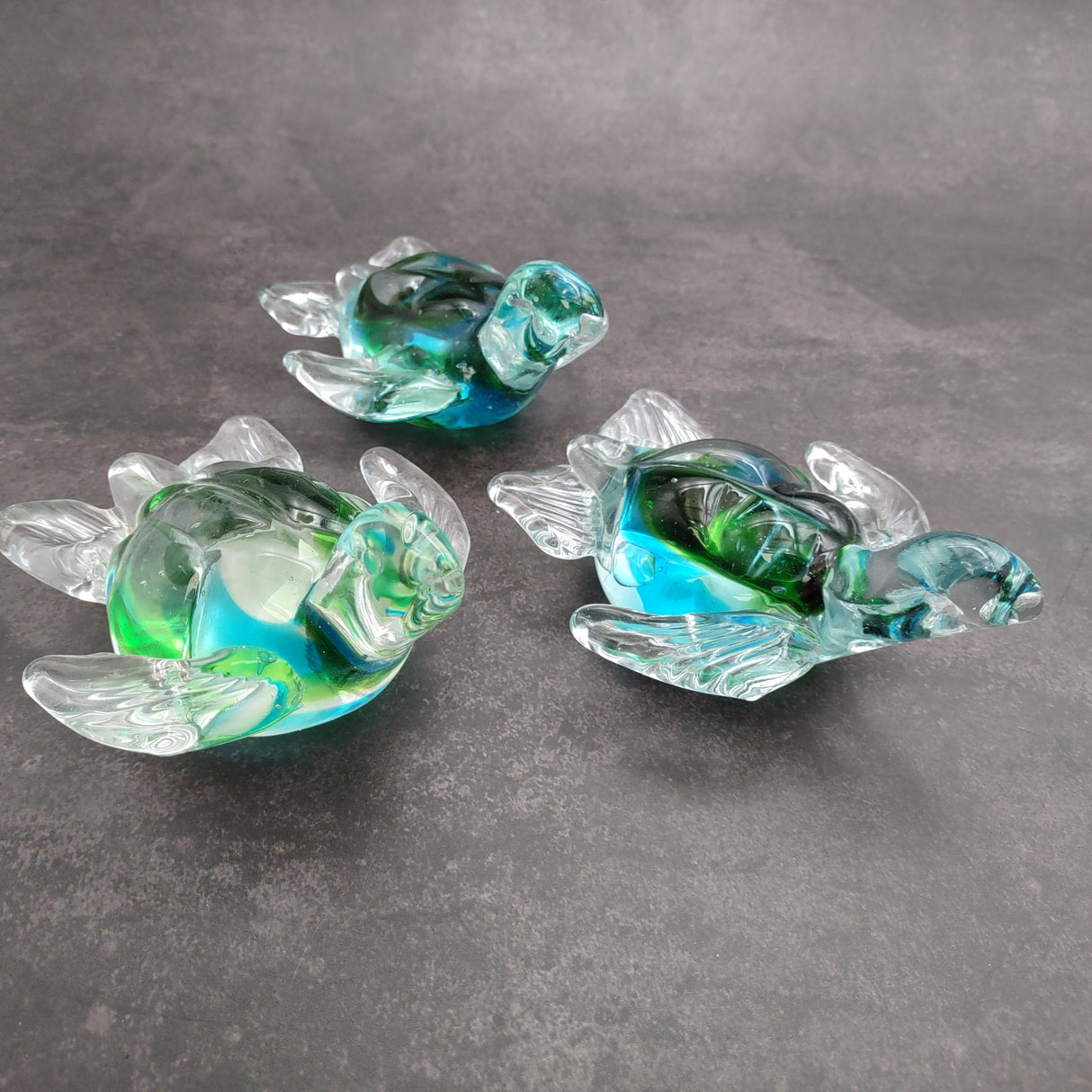 Glass Sea Turtle Figurine Spiral Aqua Green (1 figure approx. 4.5 inches long) Blue Green Glass Sea Turtle for home decor & gifting!