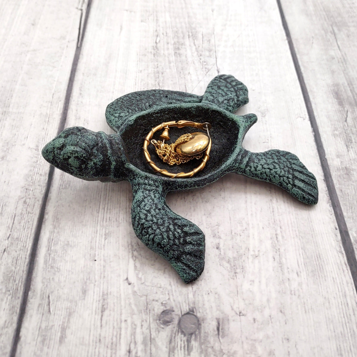Green Sea Turtle Key Box With Lid Metal (1 key box approx. 5+ inches) Dark Aged Green Cast Iron Sea Turtle Box for keys trinkets & gifting!
