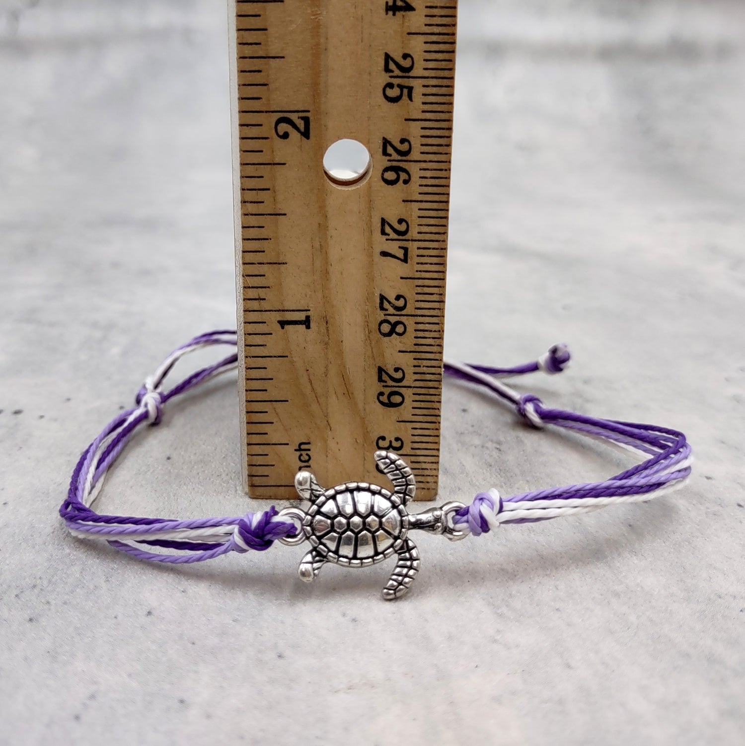 Sea Turtle Charm Bracelet Lavender Purple White Cord (approx. 5-7+ inches AROUND) Purple Sea Turtle String Bracelet Jewelry for gifting!